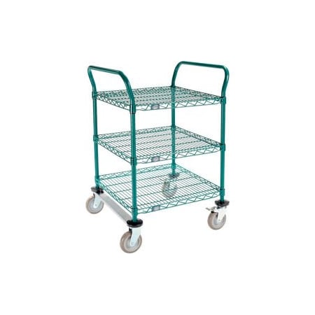 Gec Nexel Utility Cart, 3 Shelf, Poly-Green, 24"L x 24"W x 39"H, Polyurethane Rigid Casters 2424R3G